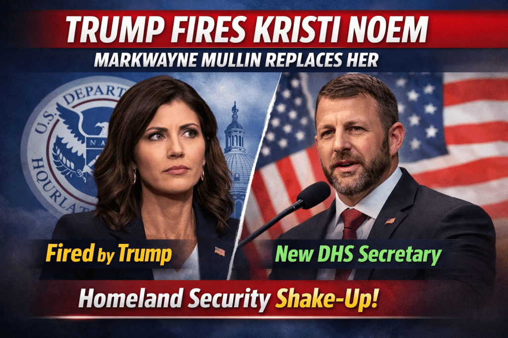 Trump Fires Kristi Noem as DHS Secretary, Senator Markwayne Mullin Named Replacement